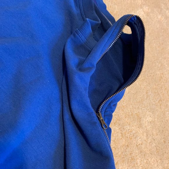 Sundays Two Blue Double Side Zipper Sweatshirt Mini Dress or Long Tunic - Picture 6 of 13